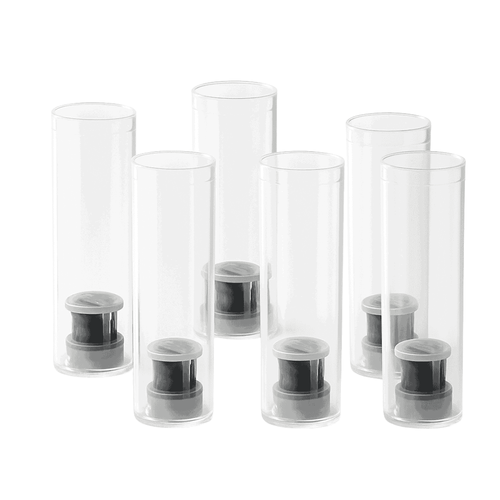 six tube vessels with miniature reactors inside