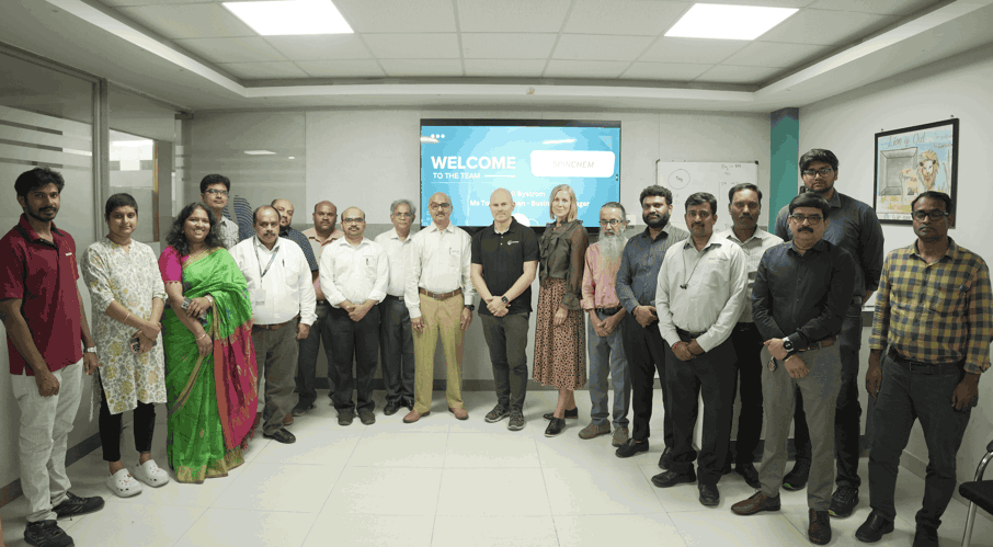 Smart Labtech in India greeting SpinChem from Sweden