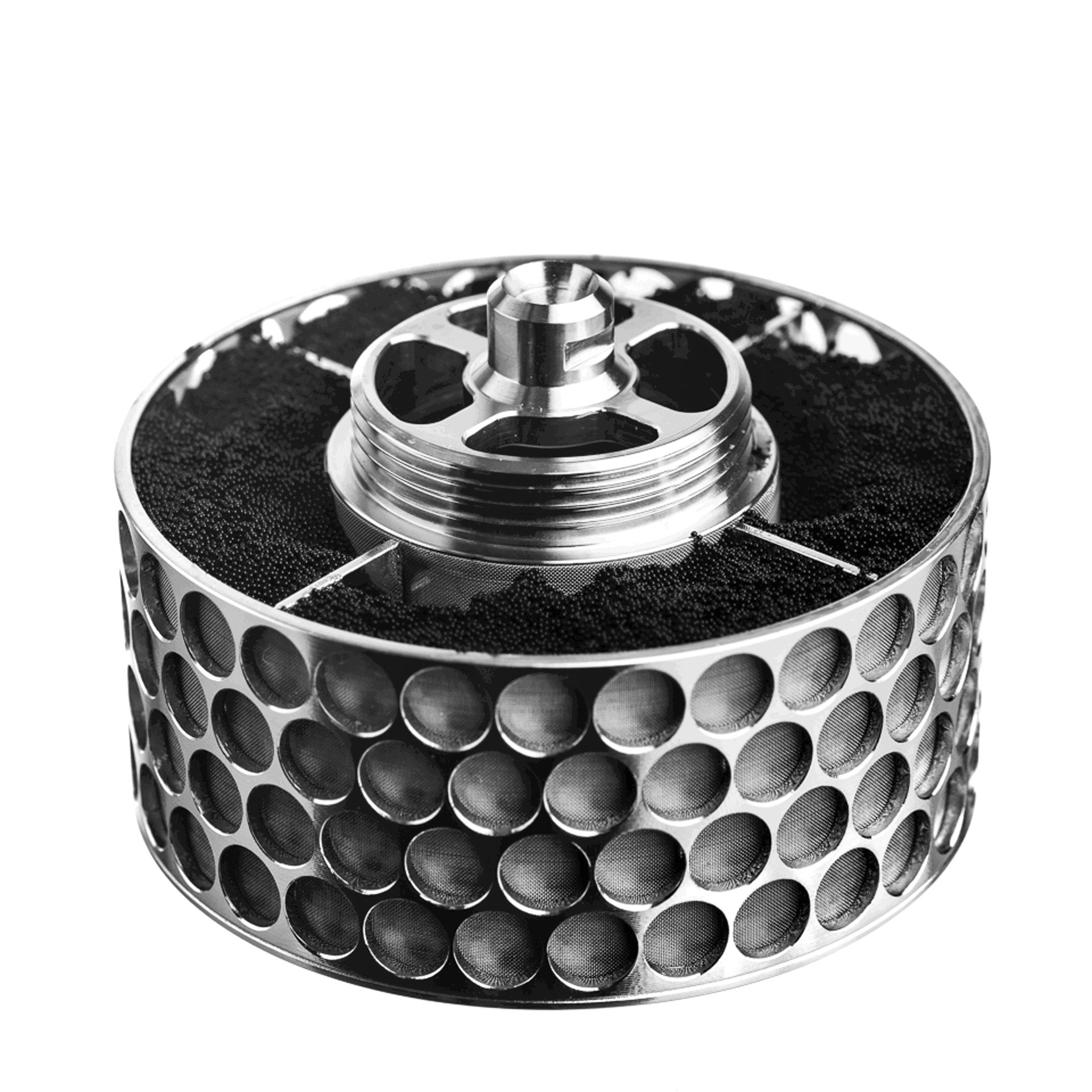 Close up view of Rotating bed reactor S3 with solid phase loaded