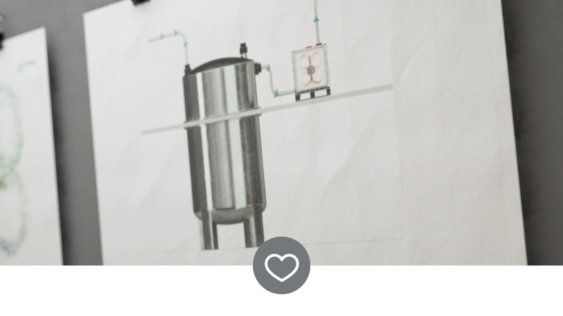 A conceptual illustration of spinchem rotating bed reactor used for  biocatalysis, adsorption, and advanced chemical engineering solutions for various industries.