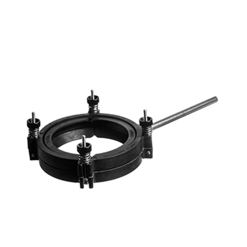 Reactor support collar assembly designed to hold cylindrical vessels within a laboratory stand or frame system.