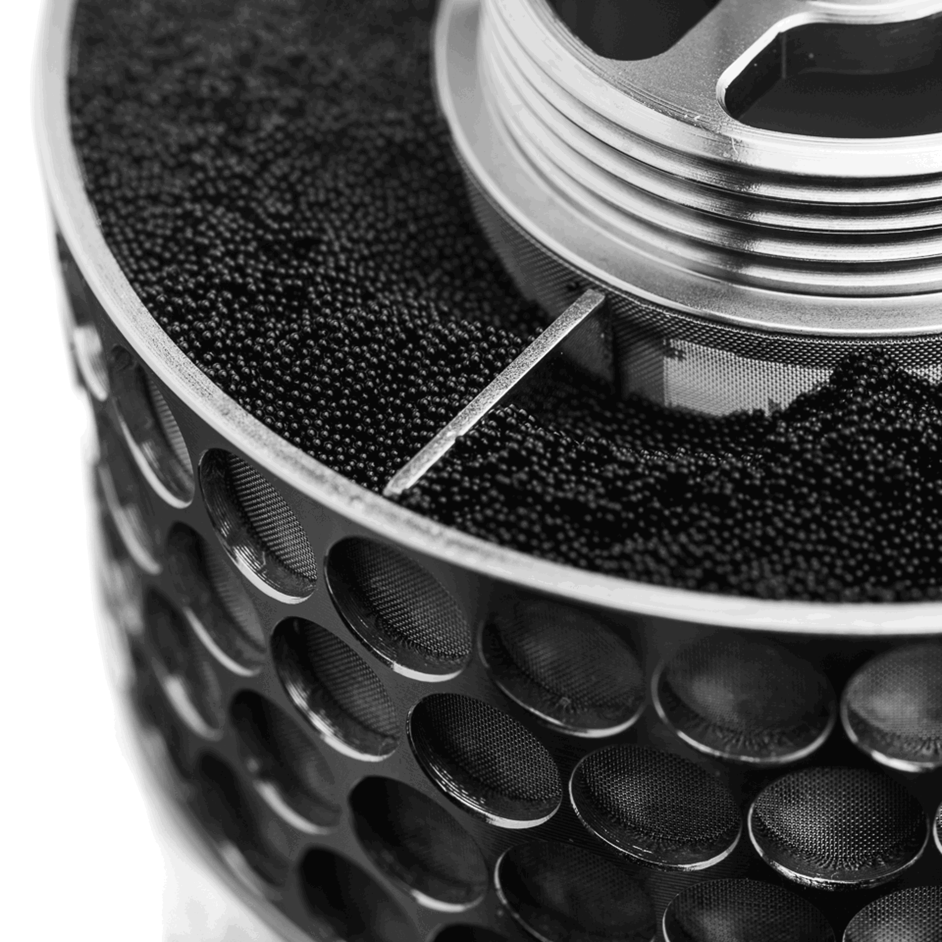 Close up view of Rotating bed reactor S3 with solid phase loaded